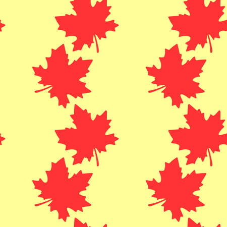 Seamless pattern of red silhouette maple leaves isolated on white background.のイラスト素材