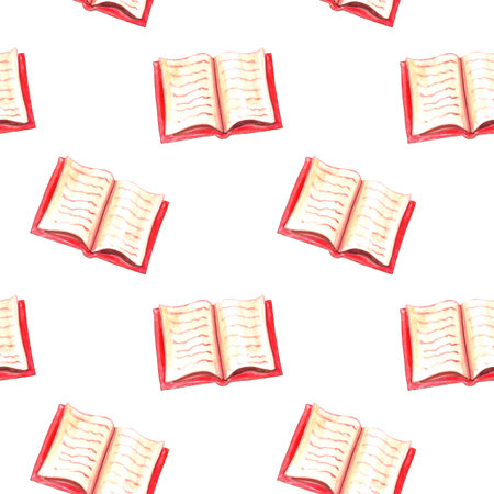 Seamless pattern of open watercolor books. Hand drawn Backgrounds and textures. For school children,...