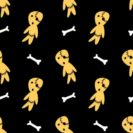 Vector seamless pattern with cute zombies in cartoon style. Halloween backgrounds and textures. For holiday design, greeting card, wrap, web.のイラスト素材