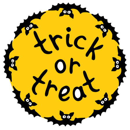Round frame With bats. Happy Halloween. Trick or treat-lettering. Border, background for greeting card, invitation, party poster, banner.のイラスト素材