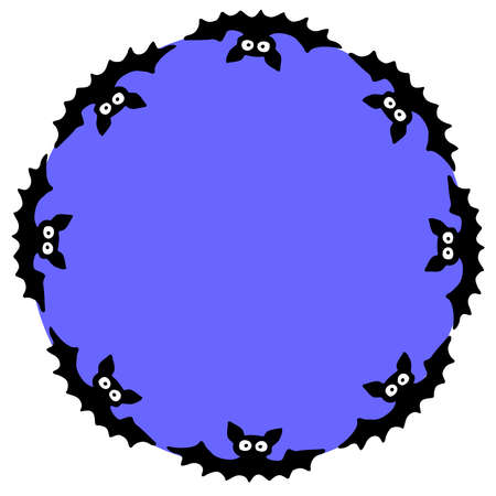Round frame With bats. Happy Halloween. Border, background for greeting card, invitation, party poster, banner.のイラスト素材