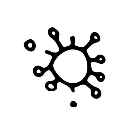 Vector virus icon set. The Molecule viral bacteria infection. Coronavirus. Flu laboratory infection test. Contour doodle outline hand drawn.のイラスト素材