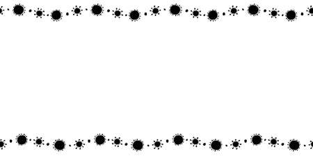 Background, frame, border from molecules, cells of virus, bacteria. Horizontal top and bottom edging, border on theme of Pandemicのイラスト素材