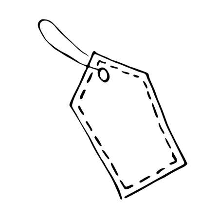 Vector image of price tag, logo, label. Outline hand drawn symbols and design elements in the Doodle style on theme of black Friday, shopping, discounts and sales.のイラスト素材