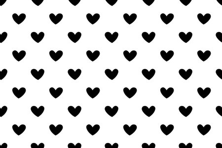 Seamless abstract pattern of small black hearts. Background, texture for textile, wrapping paper, Valentines day.のイラスト素材