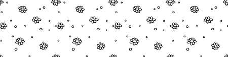 Vector simple primitive floral seamless pattern. Cute endless print with flowers drawn by hand. Sketch, doodle, scribble.のイラスト素材
