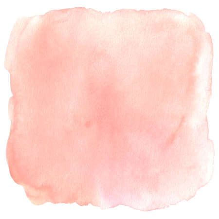 Watercolor abstract coral pink red delicate background. Hand drawn square stain, spot, paper texture.の写真素材