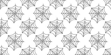 Spider web seamless pattern. Vector illustration isolated on white background. Halloween texture.のイラスト素材