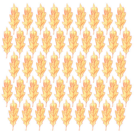 Backdrop of brown watercolor oak leaves. Autumn scenic backgrounds and textures for seasonal design, thanksgiving theme and happy fall.の写真素材