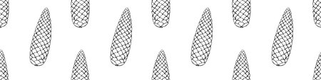 Vector seamless pattern with fir spruce cone in doodle style. Nature forest background and texture, isolated.のイラスト素材