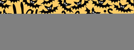 Vector banner with vampire bats and Halloween is coming lettering. Border, frame, decor for greeting card, invitation, party poster in flat styleのイラスト素材