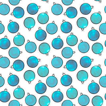 Seamless pattern with  Christmas tree balls.  New year, Xmas backgrounds and textures. For greeting cards, wrapping paper, packaging, fabric, calendars, prints.の写真素材