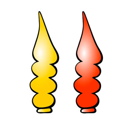 Set of vector color bright contour Christmas tip topper decoration for the tree in doodle style. Clip art for New Year, Xmasのイラスト素材