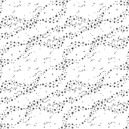 Vector winter seamless background with blizzard, snowfall. Hand drawn doodle style white flying...