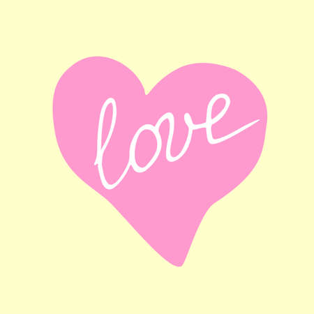 Vector inscription love in heart. Hand drawn clipart, sign, element of design, caption for greeting cards, Valentine's day, weddingのイラスト素材