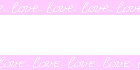 Vector Romantic frame of inscriptions - love. Horizontal top and bottom edging, decoration, border for greeting card, holiday, Valentine's day, wedding, declaration of feelingsのイラスト素材
