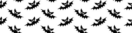 Flying bats seamless pattern. Cute Spooky vector Illustration. Halloween backgrounds and textures in...
