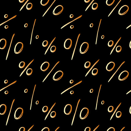 Vector seamless pattern with a percent sign. Hand drawn background and texture on the economy, Black Friday, discounts and sales.のイラスト素材