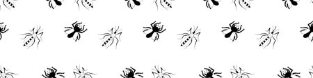 Vector seamless pattern of contour flies, mosquitoes. Annoying unpleasant insects harmful to humans. background and texture for pest controlのイラスト素材