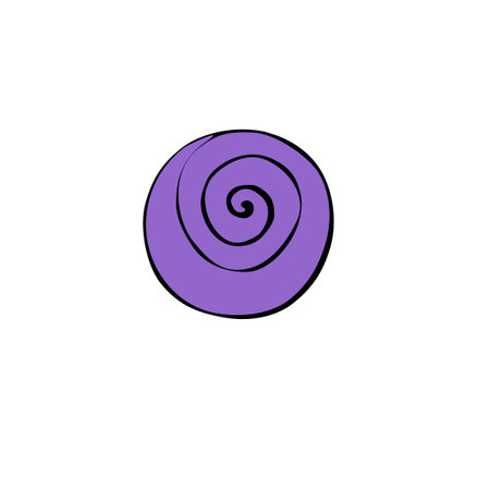 Vector abstract purple spiral, helix, round, circle, Planet, dark hole, space object. Simple color design element, clip art, icon in doodle flat style. Primitive illustrationのイラスト素材