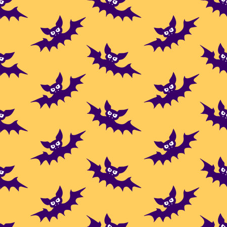 Vector flying vampire bats seamless pattern. Halloween backgrounds and textures in flat cartoon gothic style.のイラスト素材