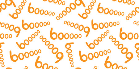 Halloween vector seamless pattern with boo text. Vector october background. Textile texture.のイラスト素材