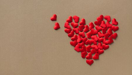 Valentine day banner. Beautiful red heart on golden background. Love concept.の写真素材