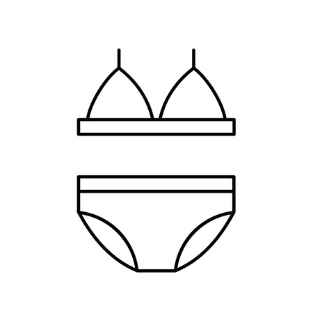 Girls and womans swimsuit, lingerie set outline icon, flat design for logo web and mobile.のイラスト素材