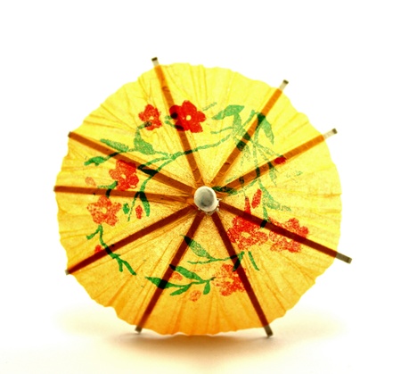 Yellow cocktail umbrellaの写真素材