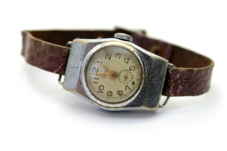 The old watch on white background close-upの写真素材