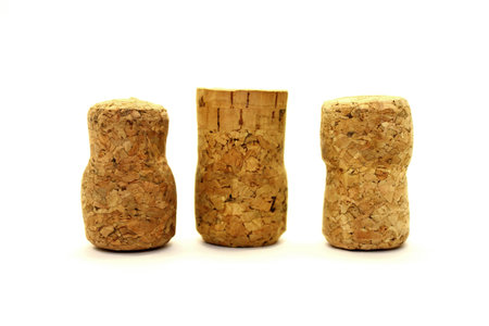 Wine corks closeup on white background
