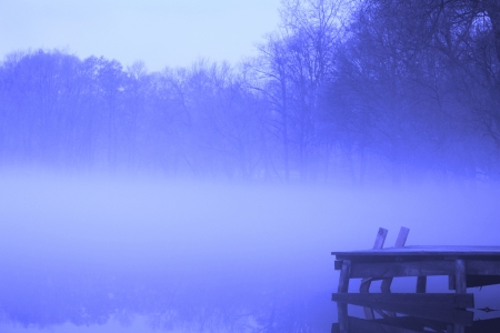 Magic and foggy morningの写真素材