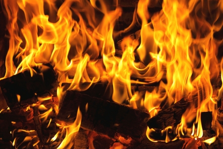 Burning fire close-up, fireplaceの写真素材