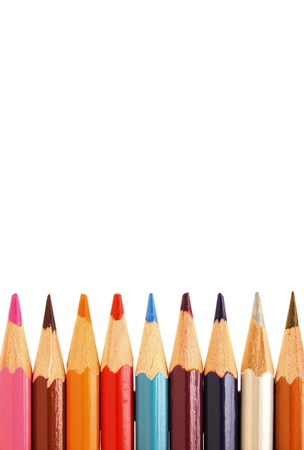 Colour pencils isolated on white background close upの写真素材