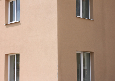 Facade of beautiful multi-storey modern building with windowsのeditorial素材