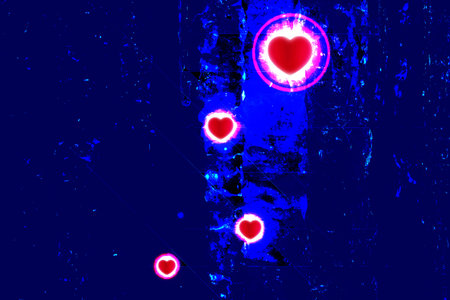 Abstract red heart on blue background