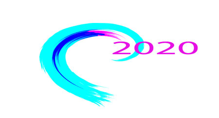 Abstract blue Christmas background with inscription 2020