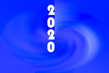 Abstract blue Christmas background with inscription 2020