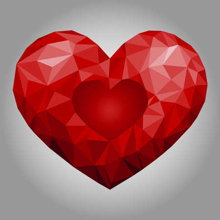 Low poly heart. Vector Illustration. Abstract polygonal heart. Love symbol. Romantic background for Valentines day.のイラスト素材