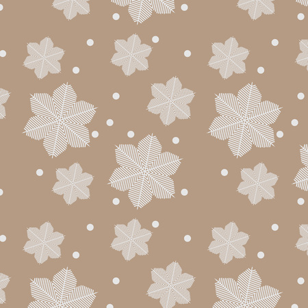 Patterned background with snowflakes in brown tonesのイラスト素材