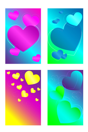 A set of colorful hearts. Bright, colorful background illustration.のイラスト素材