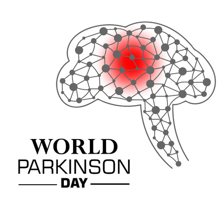 Vector illustration of a Banner for World Parkinsons Day. Brain and neuronsのイラスト素材