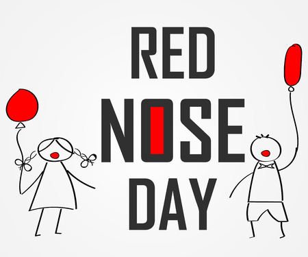 World day of red nose. Doodles for children with colored balloons. Healthcare concept. red nose clownのイラスト素材