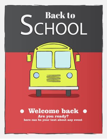 Back to school, card with color emblems sign welcome on background. School shopping. Vector illustration.のイラスト素材