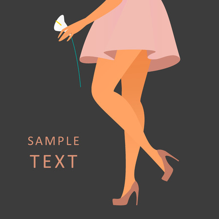 Beautiful female legs wearing rose colored high heeled shoes のイラスト素材