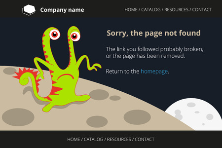 Green monster on strange planet, Page not found Error 404のイラスト素材