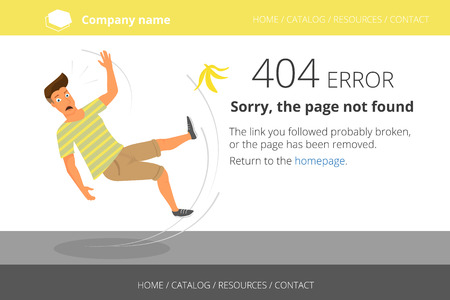 Man slipped on a banana, Page not found Error 404のイラスト素材