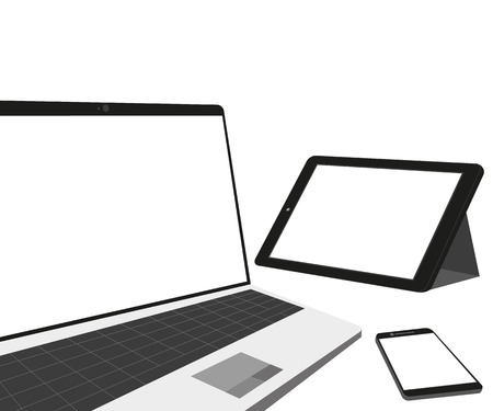 Laptop, tablet pc and smartphone as temlate  Isolated on whiteのイラスト素材