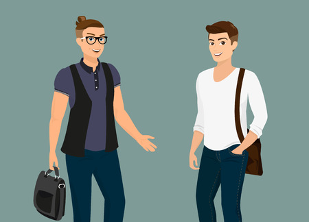Handsome guys wearing bags isolated on grayのイラスト素材