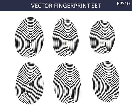Biometric balck fingerprints  set - six different iconsのイラスト素材